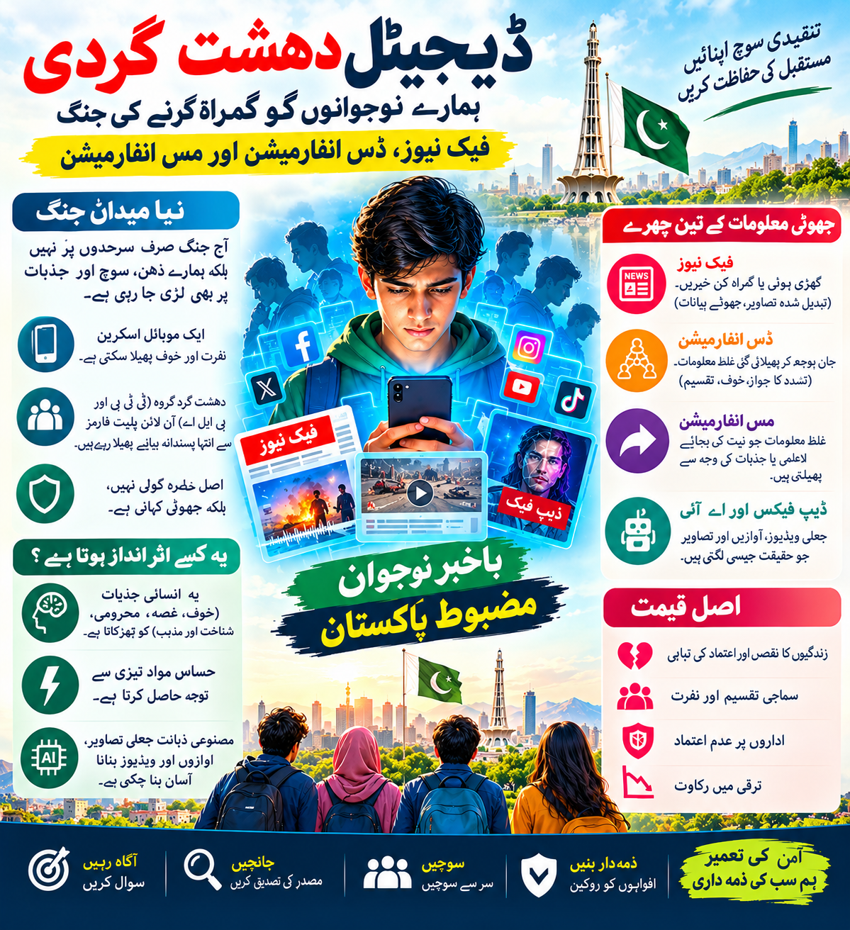 ڈیجیٹل دہشت گردی: فیک نیوز، ڈس انفارمیشن اور مس انفارمیشن کے ذریعے نوجوان نسل کو گمراہ کرنے کی جنگ